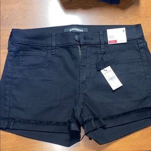 Express Black Jean Shorts Mid Rise